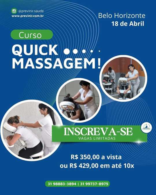 Se inscreva agora mesmo no curso de Quick Massagem da PREVINIR>